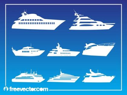 Yachts Silhouettes Set Free Vector