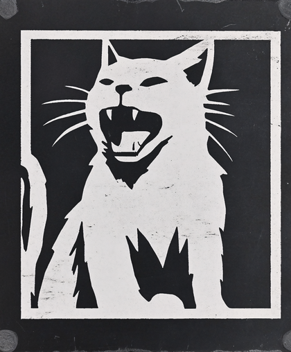 Yawning Cat Silhouette