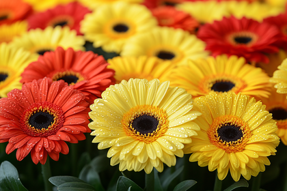 Yellow And Red Gerbera Daisies