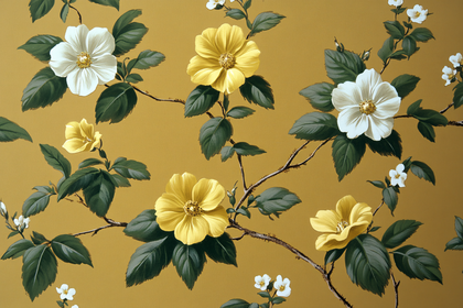 Yellow and White Flowers Painting