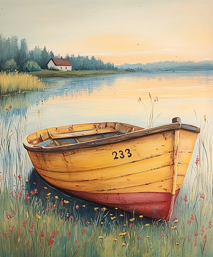 Yellow Boat on Lake