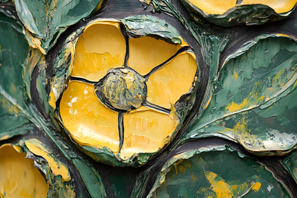 Yellow Flower Oil Painting Close Up