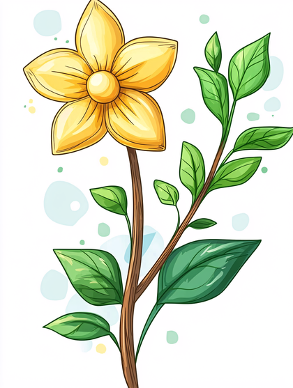 Yellow Flower with Green Leaves