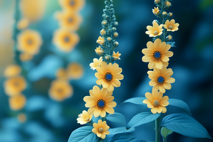 Yellow Flowers with Blue Centers