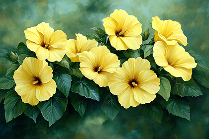 Yellow Hibiscus Flowers Painting