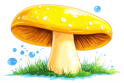 Yellow Mushroom with Bubbles