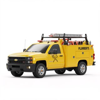 yellow plumber truck