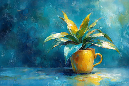 Yellow Potted Plant Still Life