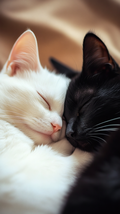 Yin and Yang Cats Sleeping