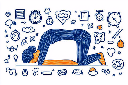 Yoga Pose with Clocks Illustration