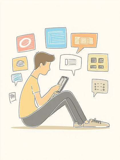 Young Adult Reading a Tablet