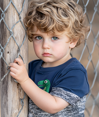 Young Boy Leaning on Fence