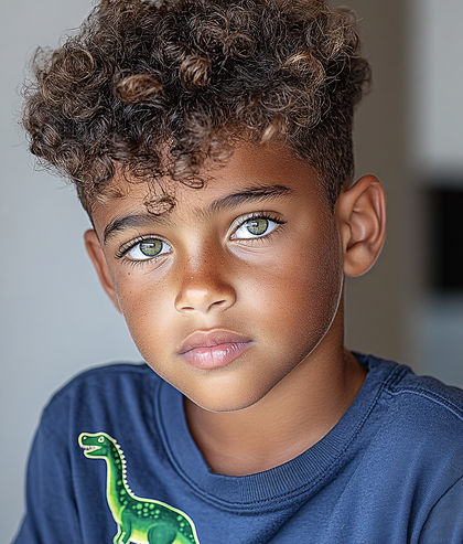 Young Boy with Curly Hair