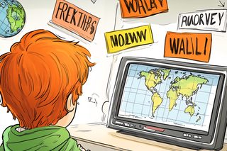 Young Explorer and World Map