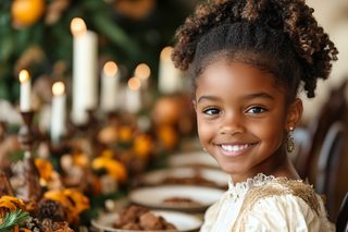 Young Girl at Thanksgiving Dinner
