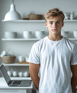 Young Man in Kitchen Setting