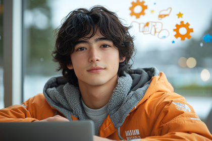 Young Man in Orange Jacket