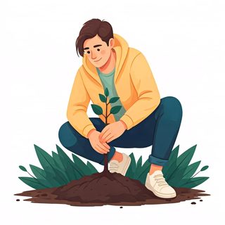 man planting tree
