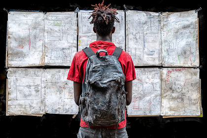 Young Man Studying Architectural Drawings
