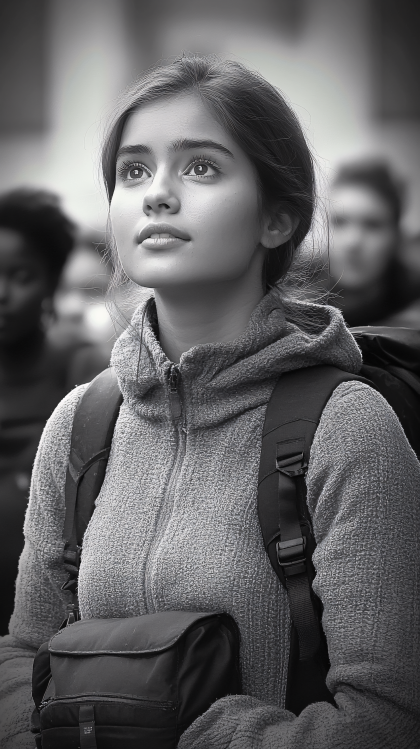 Young Woman Gazing Upward