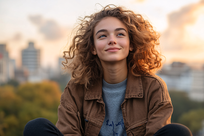 Young Woman Gazing Upward