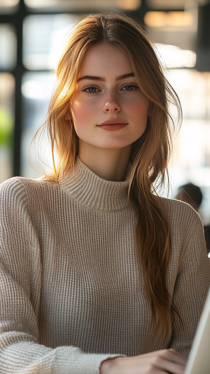 Young Woman In Cozy Sweater