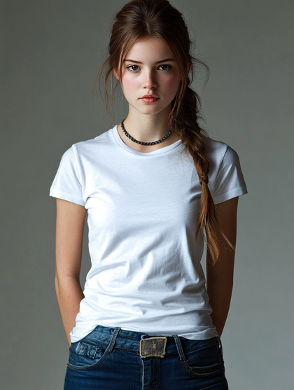 Young Woman In White T-Shirt