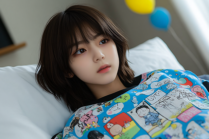 Young Woman Relaxing with Balloons