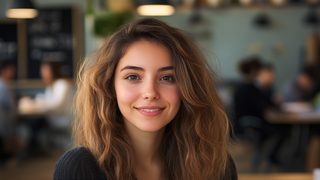 Young Woman Smiling In Cafe