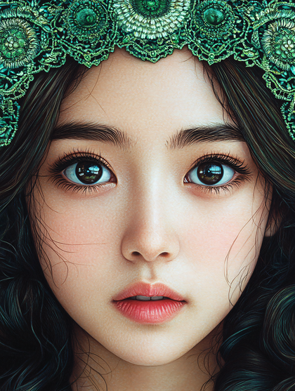 Young Woman with a Green Headdress