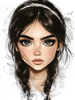 Young woman with braids and freckles, close up