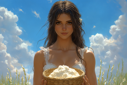 Young Woman With Flour Basket
