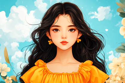 Young Woman With Flower Earrings