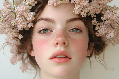 Young Woman with Pink Flower Crown