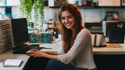 Young Woman Working At Desk
