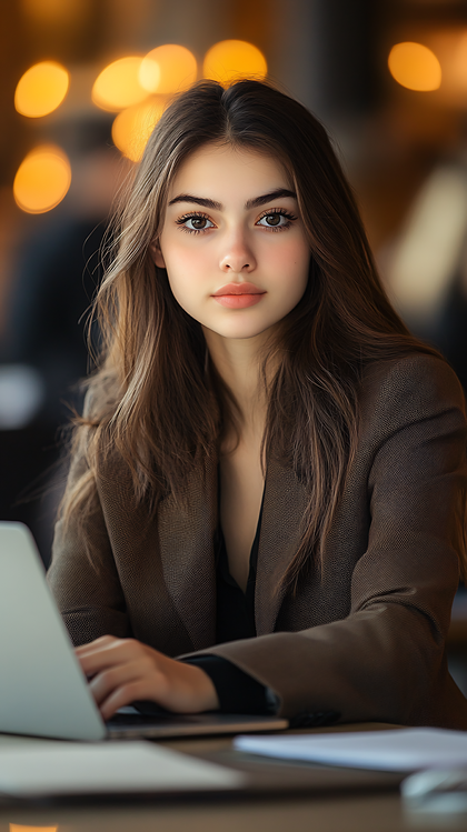 Young Woman Working On Laptop