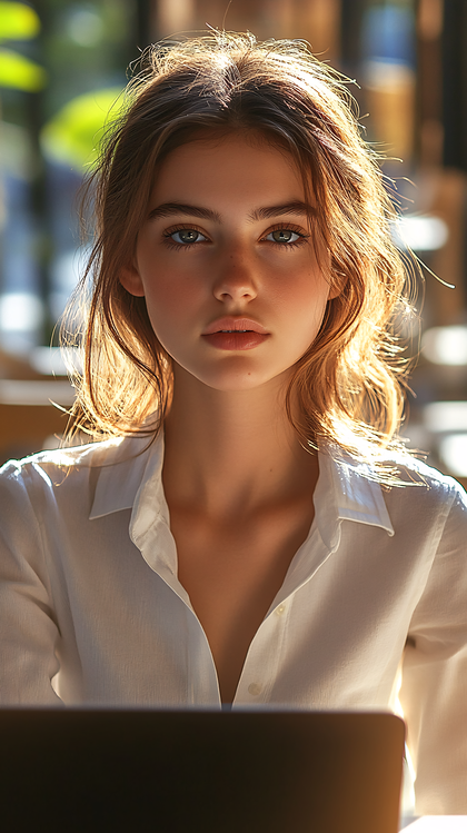 Young Woman Working On Laptop