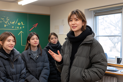 Young Women in a Classroom
