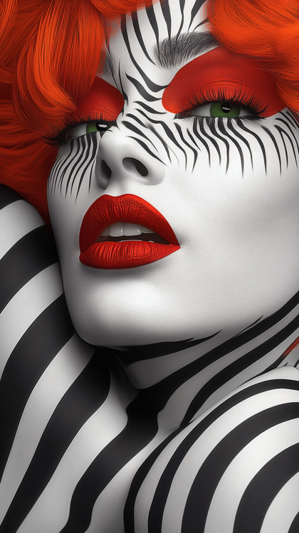 Zebra Stripes With Red Lipstick