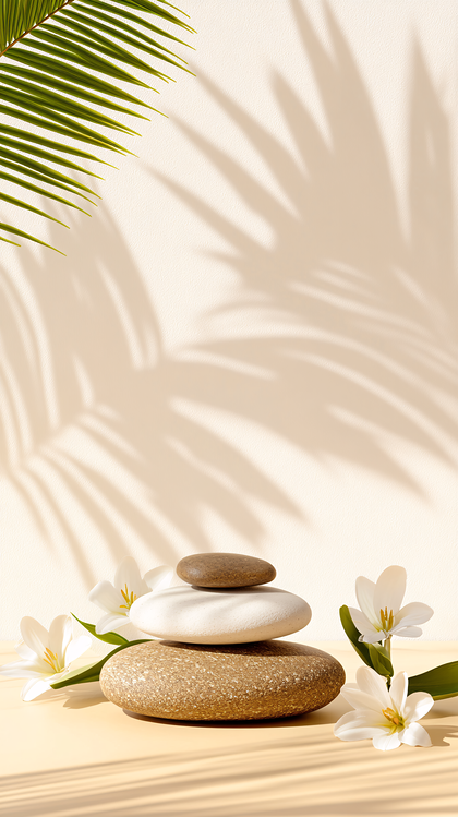 Zen Stones and Palm Leaves